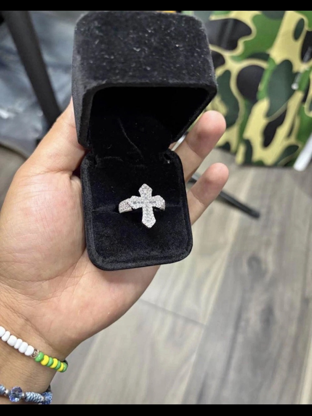 CUSTOM vvs1 and sterling silver cross ring